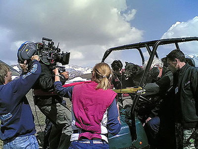 Chien Beauceron en tournage cinéma avec Jean-Luc Bideau
